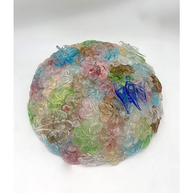 1960s Vintage Ceiling Light with Murano Flowers and Butterfly by Livio Seguso, 1960 For Sale - Image 5 of 6