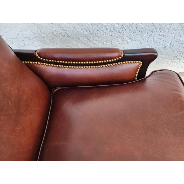 1980s Leather Lounge Chair & Ottoman by Henredon For Sale - Image 5 of 12