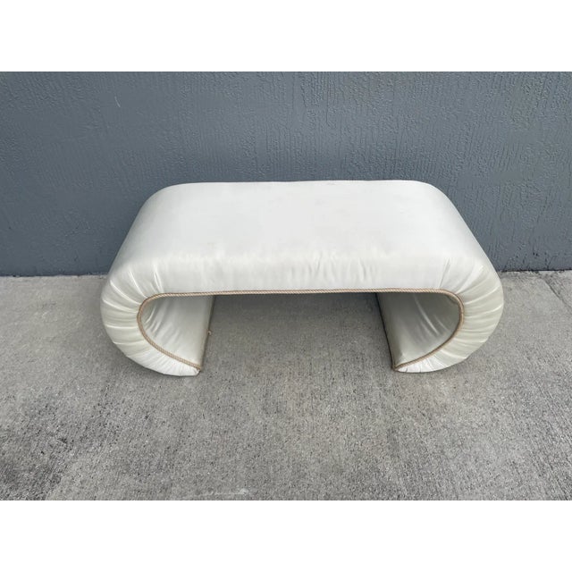 Modern 1980s Upholstered Scroll Modern Bench For Sale - Image 3 of 4