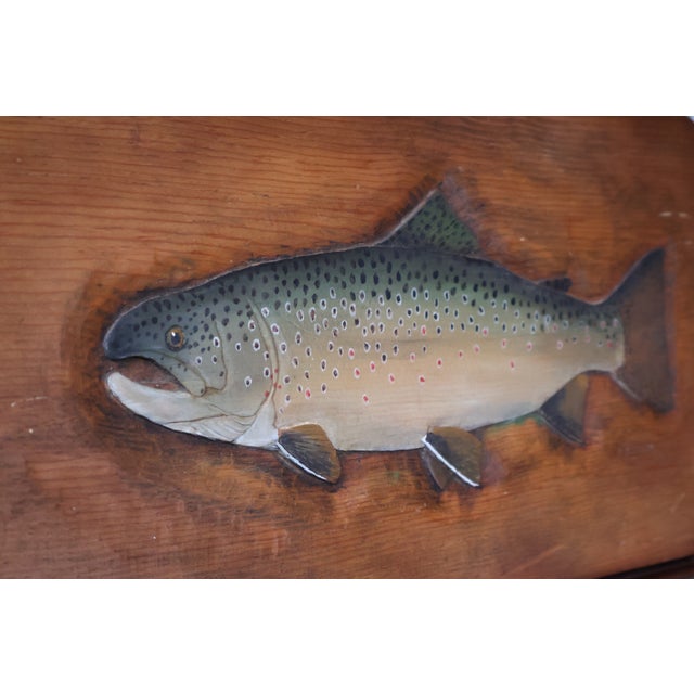 1977 Signed Carved Wood Trout Wall Sculpture, Attributed to Terry Hague For Sale - Image 15 of 18