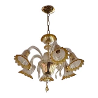 Vintage "Auber" Murano Glass Venetian Chandelier - 6 Light For Sale