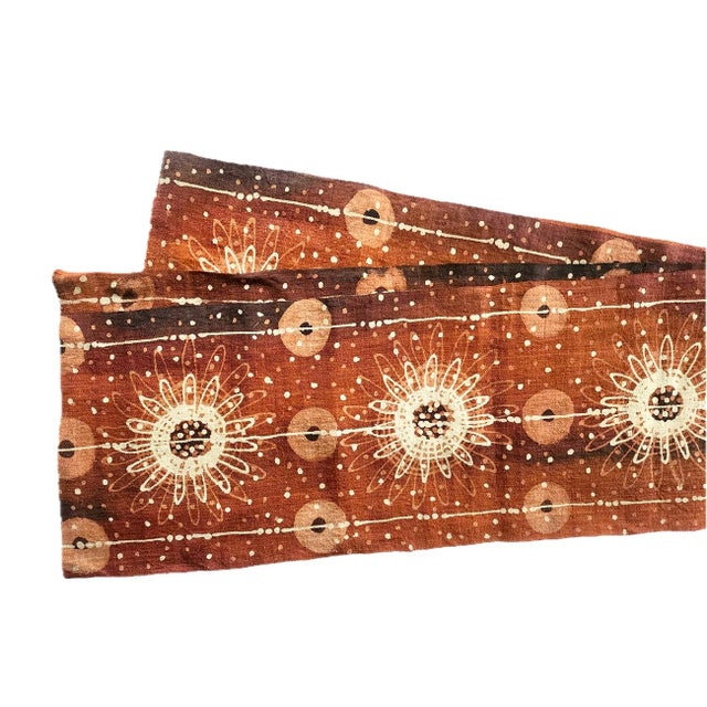 Boho Chic Vintage Indonesian Earth Tone Batik Bark Cloth Textile, 5 Yards For Sale - Image 3 of 9