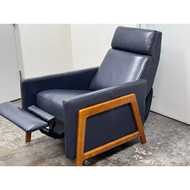 Wood West Elm Spencer Wood-Frame Leather Recliner For Sale - Image 7 of 12
