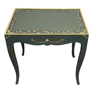 Louis XV Style Paint Decorated Accent Table With Drawer For Sale