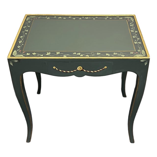 Louis XV Style Paint Decorated Accent Table With Drawer For Sale