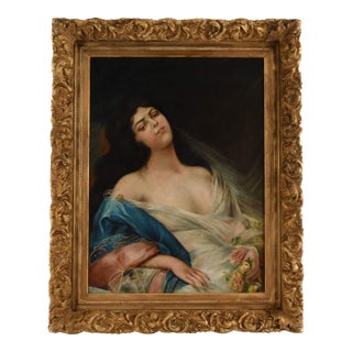 Antique Framed "Leisurely Portrait" Oil on Canvas For Sale