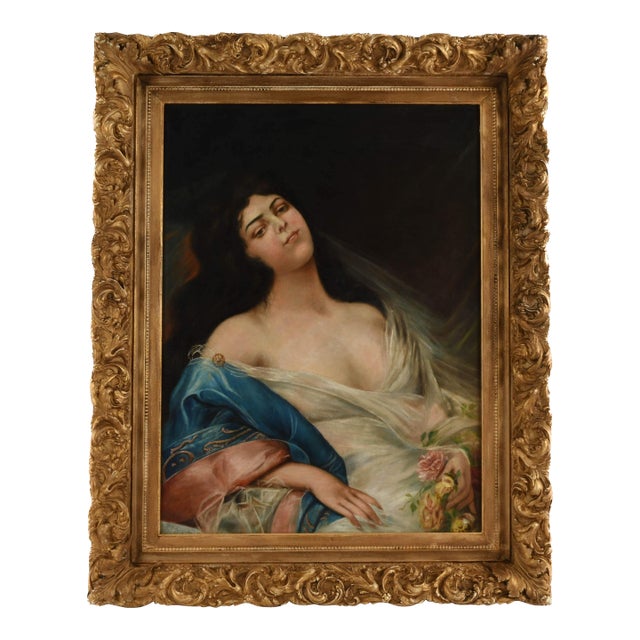 Antique Framed "Leisurely Portrait" Oil on Canvas For Sale