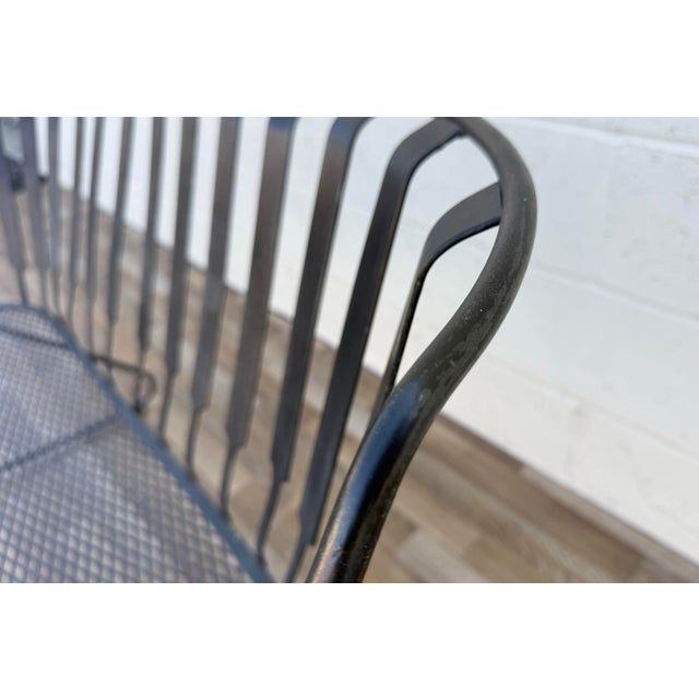 Metal Vintage Mid-Century Modern Wrought Iron Patio Loveseat Bench | Russell Woodard Style Garden Sofa For Sale - Image 7 of 18
