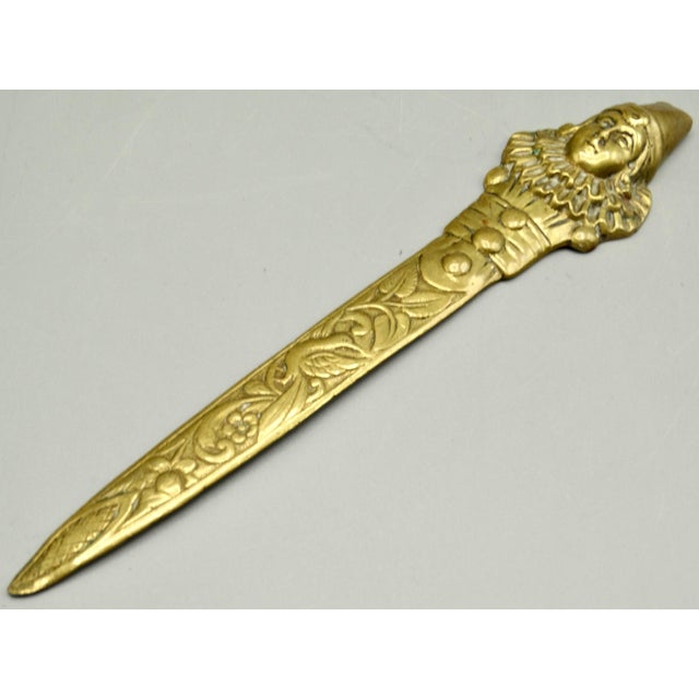 Antique English Brass Pierrot Paper Knife Letter Opener For Sale - Image 4 of 8
