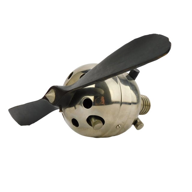 Wood 1930s Ball Motor Lamp Socket Airplane Prop Fan 220v For Sale - Image 7 of 7