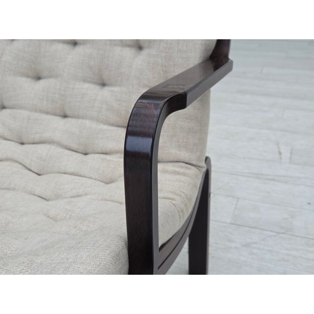 Mid-Century Modern Vintage Scandinavian Chair in Furniture Wool and Dark Beech Wood, 1970s For Sale - Image 3 of 18