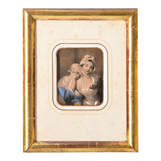 French 19th Century Framed Hand-Colored Lithograph For Sale