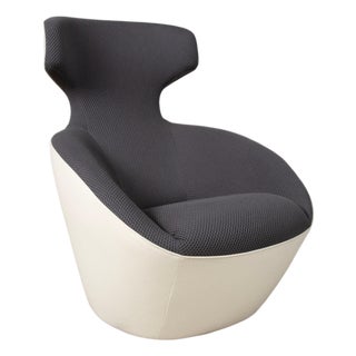 Edito Swivel Armchair in Grey and White Upholstery from Roche Bobois For Sale
