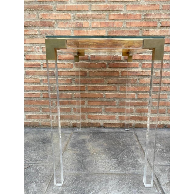 Vintage Methacrylate or Lucite and Brass Side Table, 1970s For Sale - Image 11 of 18
