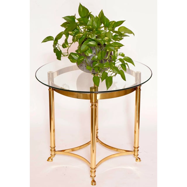 1970s Italian Brass and Glass Hoof Feet Table For Sale - Image 9 of 13
