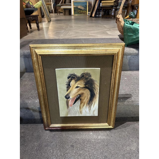 Painted Ceramic Tile with Scottish Shepherd Dog, 1970s For Sale - Image 6 of 6