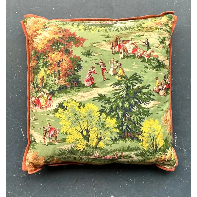Textile Vintage Regency Pastoral Throw Pillow For Sale - Image 7 of 7