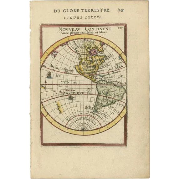 Antique Map of the Western Hemisphere For Sale