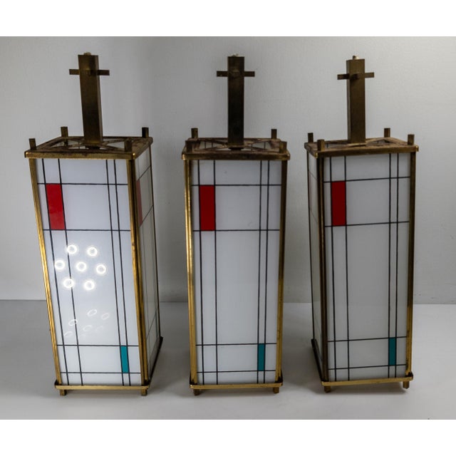 20th Century Modern Pendant Lamp Shades in De-Stijl Style After Piet Mondrian - Set of 3 For Sale In New York - Image 6 of 18