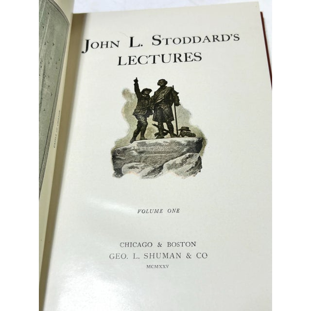 Antique Red Decorative Library Books – John L. Stoddard Set of 15 For Sale In Louisville - Image 6 of 11