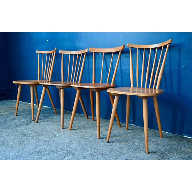 Simply charming, these four vintage bistro chairs evoke the soft, functional atmosphere of the 1950s and 60s, when...