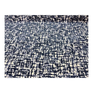 1.5 Yard Norbar Leeds River Navy Blue Off White Abstract Velvet Upholstery Fabric For Sale