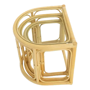 Bent Reed Bamboo Rattan Set of Three Stacking End Side Occasional Tables Stands