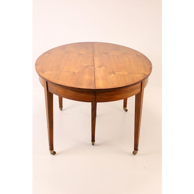 Antique Extendable Walnut Dining Table on Brass Castors, 1860 For Sale - Image 11 of 12