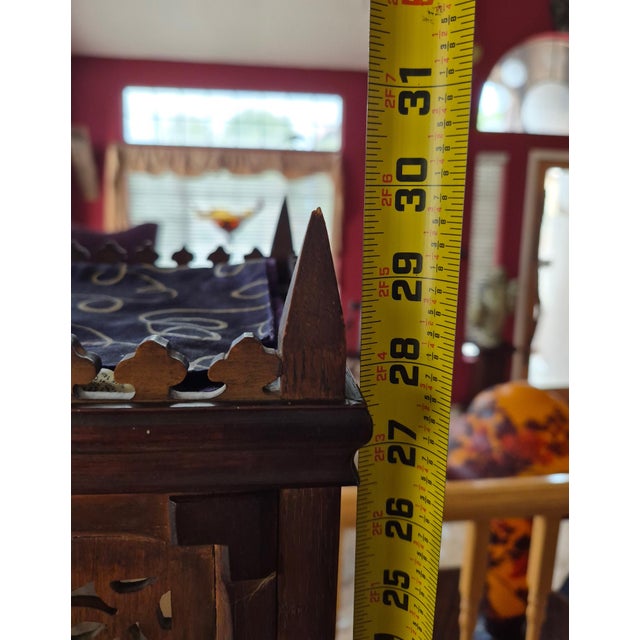 Brown Late 19th-Century Folk Art Fretwork Gothic Revival Cathedral Clock in Case For Sale - Image 8 of 9