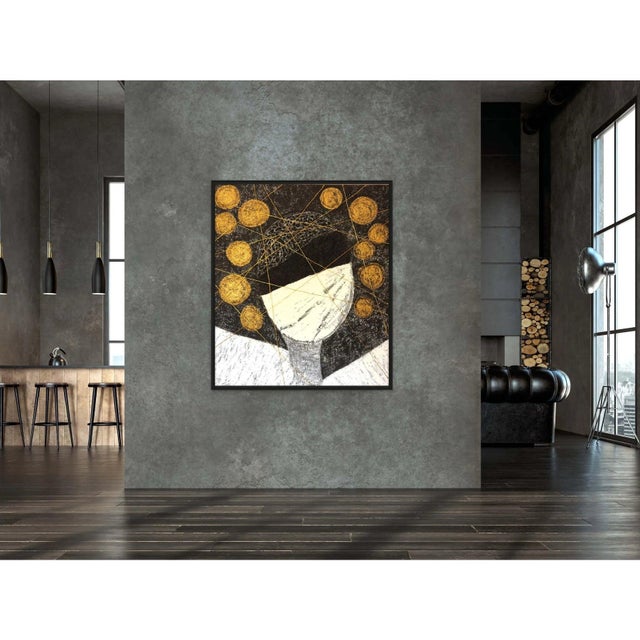 Contemporary 'The Power of the Money' Oversized Contemporary Abstract Black, White and Gold Mixed-Media Painting by Diane Grant For Sale - Image 3 of 10