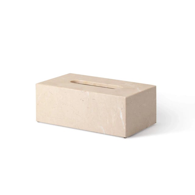 Contemporary Beige Marble Rectangular Tissue Box by Royal Bee Design For Sale - Image 3 of 3