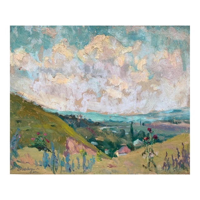 Original Oil Painting: Mountain Landscape Antique 1963 28-35 For Sale