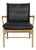 Colonial Chair in Oak and Black Leather by Ole Wanscher For Sale