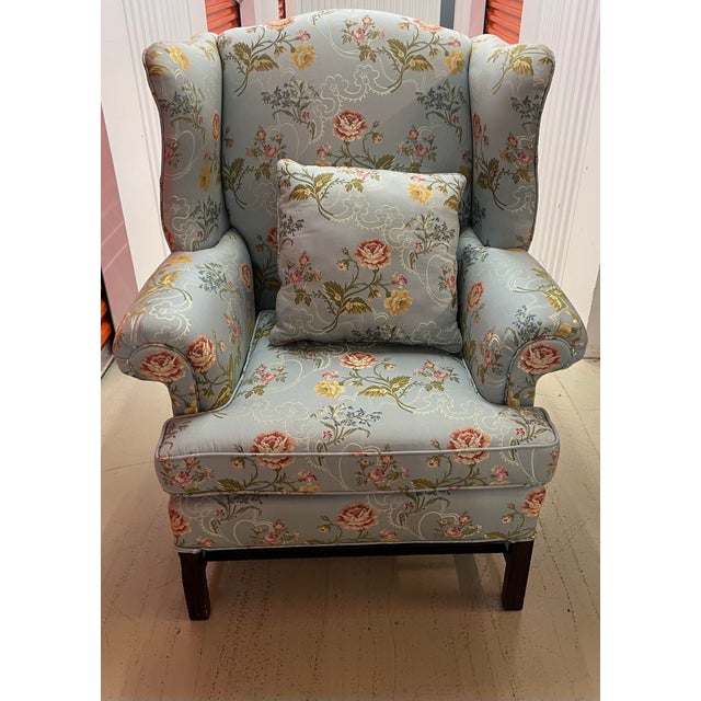 Textile Exquisite Pair of Wingback Chairs For Sale - Image 7 of 8
