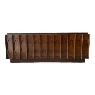 1970s Lane Brutalist Wood Lowboy Dresser For Sale