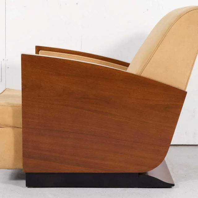 1930s French Art Deco Period Walnut Armchair or Lounge Chair For Sale - Image 10 of 13