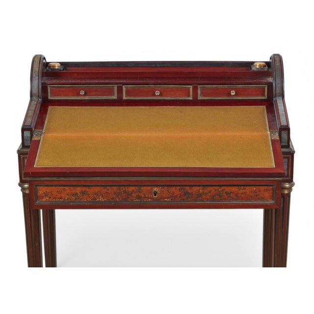 Antique Directoire Style Mahogany Roll Top Bureau De Dame - Edwards & Roberts For Sale - Image 4 of 9