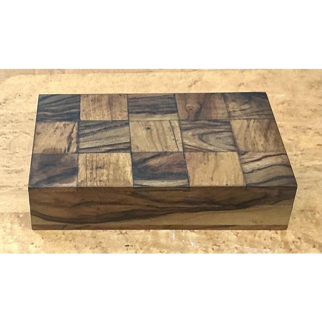 Vintage Checkered Wood Decorative Box For Sale - Image 15 of 18