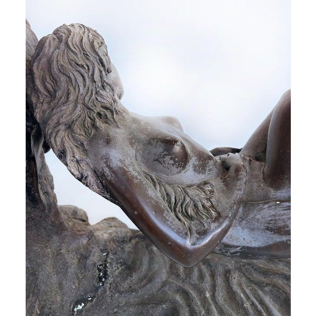 Bronze Vintage Sculptural Spelter Nude Coffee Table With Bronze Patina and Glass Top For Sale - Image 8 of 12