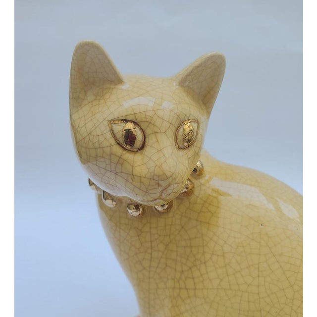 Mid-Century Modern Large Mid-Century Ceramic Cat from Longwy, France For Sale - Image 3 of 12