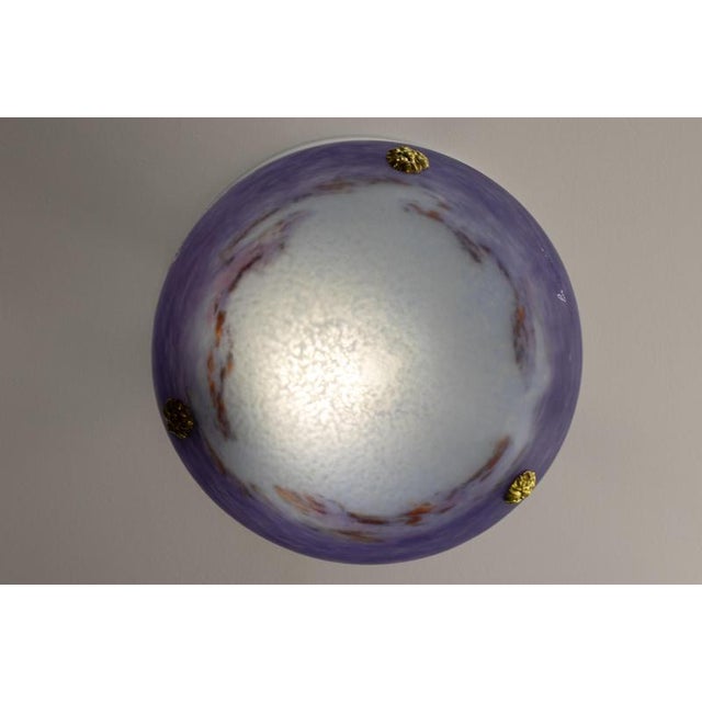 French Art Nouveau Lilac and White Glass Pendant Light from Muller Strasbourg For Sale - Image 9 of 18