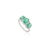 Art Deco Natural Three Stone Emerald Halo Diamond Wedding Ring Size 7 in 14k White Gold For Sale - Image 3 of 13