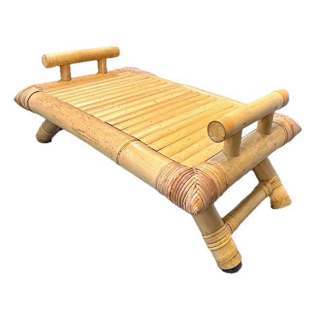 Mid-Century Modern Vintage MCM Bamboo Folding Portable Serving Tray For Sale - Image 3 of 11