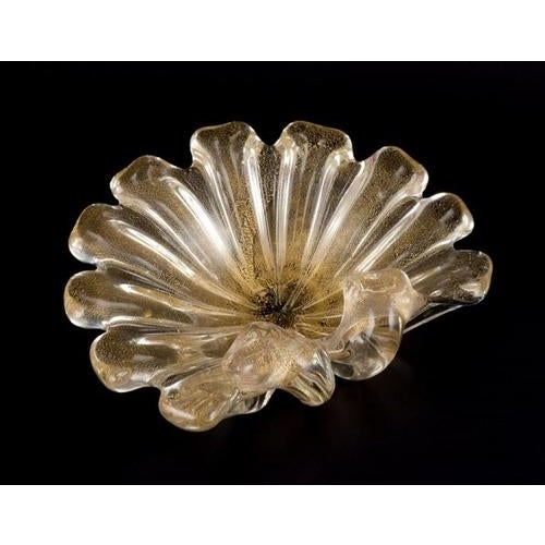 Murano Art Glass Bowl in Clear Glass with Gold Dust Inlay, 1970s For Sale - Image 3 of 9