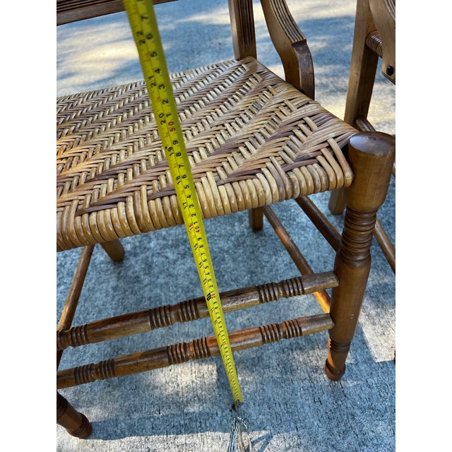 1970s Collection of Short Wooden Ladder Back Chairs- Set of 3 For Sale In Atlanta - Image 6 of 11
