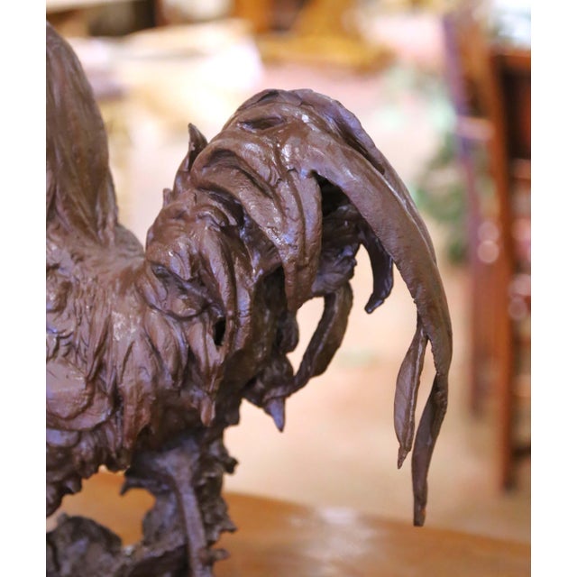 Metal Early 20th Century French Cast-Iron Rooster Sculpture on Oval Base For Sale - Image 7 of 11