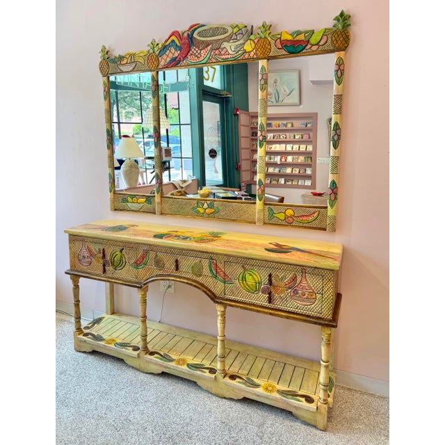 Mexican Vintage Hand Crafted Mexican Console and Mirror Set by Diseños Caaesa For Sale - Image 3 of 13