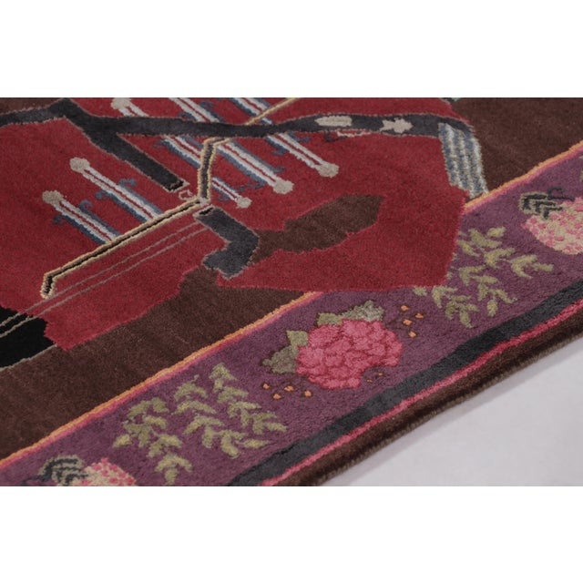 2010s Rug & Kilim’s Modern Classics "Sipahi" Pictorial Runner Rug in Mahogany and Red For Sale - Image 5 of 9