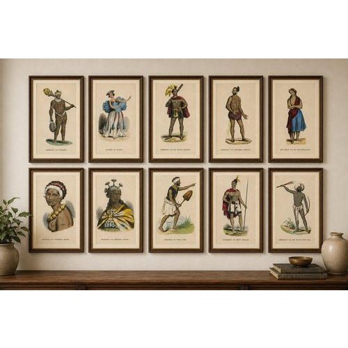 Antique Pacific Islanders & Polynesian Costume Prints, Set of 10 A striking and visually engaging set of ten original...