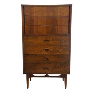 Dixie Furniture Solid Walnut MCM Mid Century Modern 30" Chest of Drawers 6809 For Sale